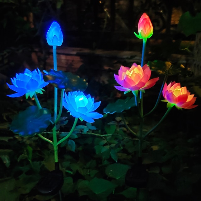  2db napelemes virág lámpák lótuszút lámpák kültéri kerti dekoráció vízálló kültéri tájkerti gyeplámpa