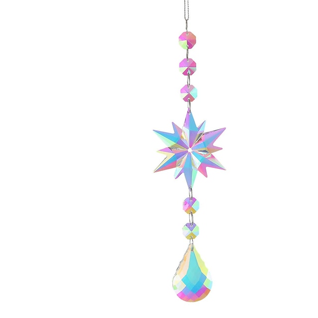  Atrapasueños de copo de nieve, atrapasol de cristal, carillón de viento, regalo hecho a mano, carillón de viento, adorno para colgar en la pared, decoración para exteriores
