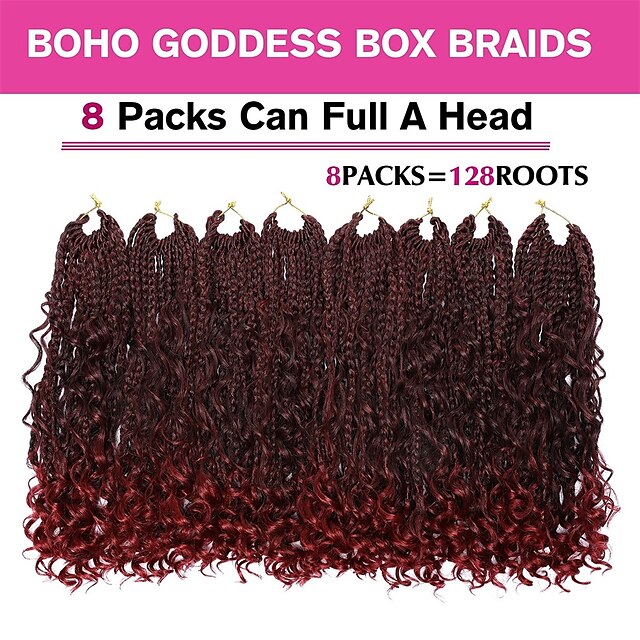 12inch Goddess Box Braids Crochet Hair Bob Goddess Box Braids Curly ...