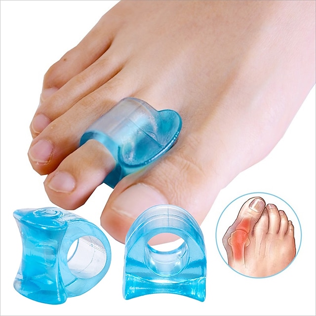  1 par de separadores de dedos de gel de silicona suave azul, separadores de juanetes hallux valgus, corrector de pulgar, herramienta de cuidado de pies