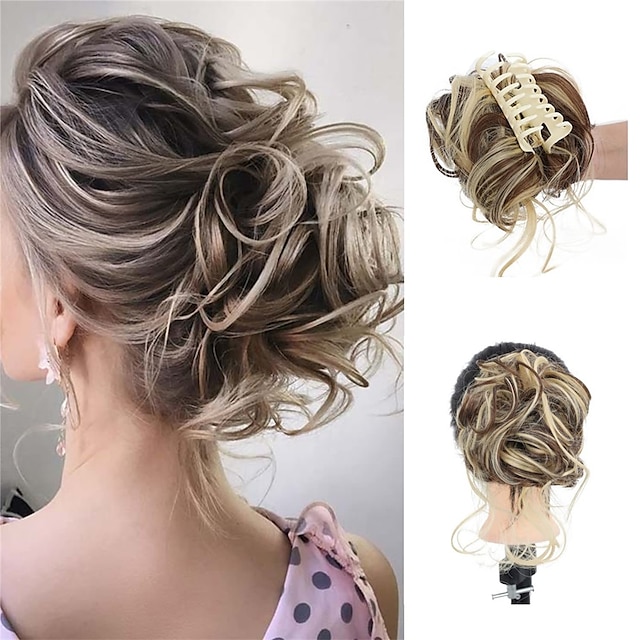 Claw Messy Bun Hair Pieces Clip Wavy Curly Hair Chignon Clip in ...