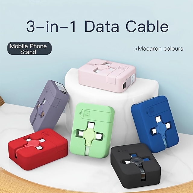  Cablu de încărcare multiplu 3.3ft Extensii USB 2.4 A Cablu Încărcător Încărcare Rapidă 3 în 1 Retractabil Pentru iPad Samsung iPhone Accesorii de Mobil