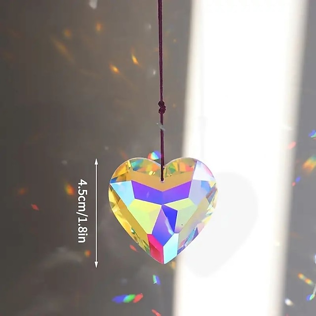  1 pc, pendentif d'éclairage, attrape-soleil en cristal arc-en-ciel prisme attrape-lumière coeur pendentif en cristal fenêtre suspendue carillon éolien charme de voiture jardin décoration de la maison