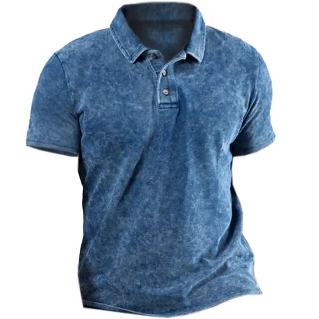 Men's Polo Shirt Golf Shirt Solid Colored Turndown Blue Outdoor Street Short Sleeves Button-Down Print Clothing Apparel Sports Fashion Streetwear Designer2