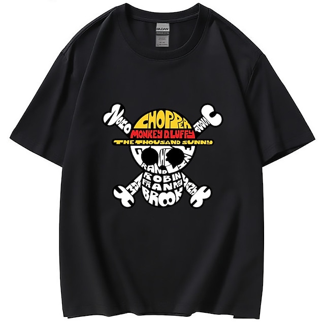  One Piece קוף ד 'לופי רורונואה זורו חולצת טי דפוס קלאסי סגנון רחוב עבור לזוג בגדי ריקוד גברים בגדי ריקוד נשים מבוגרים הטבעה חמה יום יומי\קז'ואל