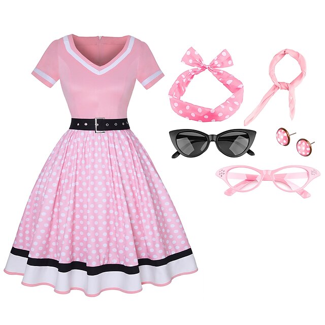 50tals outfit flare klänning bälte 6 st 1950tal audrey hepburn