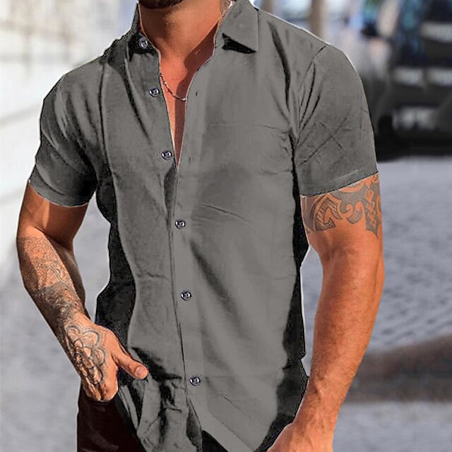 Men's Button Up Shirt Casual Shirt Summer Shirt Black White Navy Blue