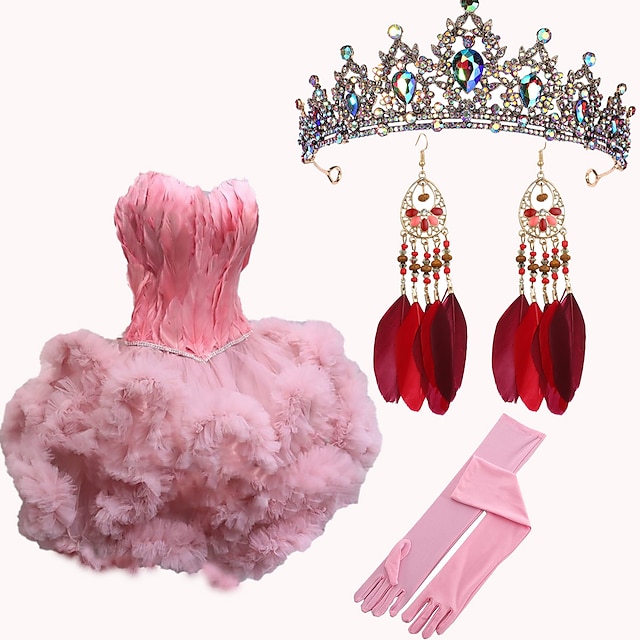  Princess Bride Black Swan Cosplay Lolita Party Costume Tutu Accesories Set Feather Dress Women's Feather Costume Head Jewelry Drop Earrings Vintage Cosplay Wedding Formal Evening Party / Cocktail