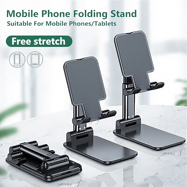  Foldable Mobile Phone Holder Stand Retractable Adjustable Phone Holder Cradle for iPhone 13 12 11 Pro Max X iPad and All Smartphones Adjustable Metal Desk Desktop Tablet Universal Cell Phone Holder