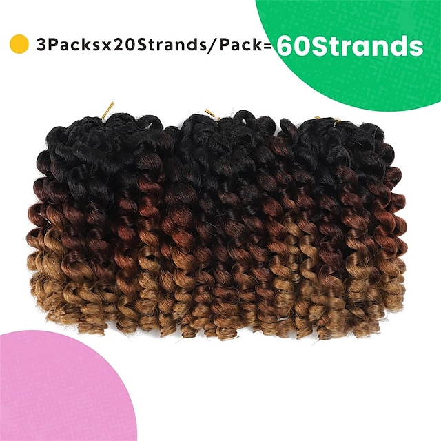 Wand Curl Crochet Braids Hair 8 Inch Jamaican Wand Curl Ombre Crochet ...