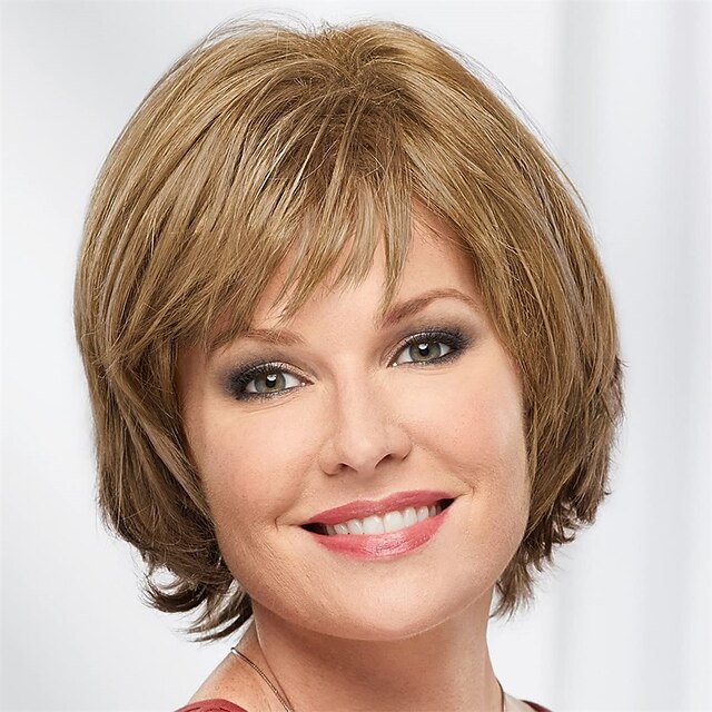 Meg Whisperlite Wig Modern Layered Side-Swept Bob Cut Straight Style ...