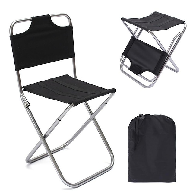  Folding Stool Camping Stool with Carry Bag Fishing Stool Beach Chair Fishing Chairs Portable Breathable Foldable Lightweight Aluminum Alloy for 1 person Hunting Fishing Climbing Beach Summer Black