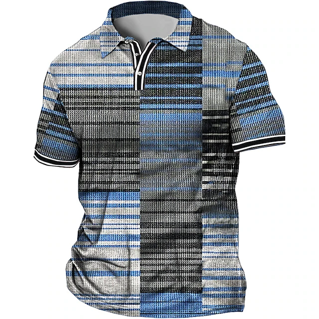Men's Plus Size Polo Shirt Big and Tall Stripe Turndown Print Short Sleeve Spring & Summer Sports Fashion Streetwear Designer Outdoor Street Tops 5