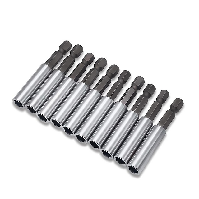 10pcs 60MM Long Extension Socket Drill Bit Holder 1/4" Hex