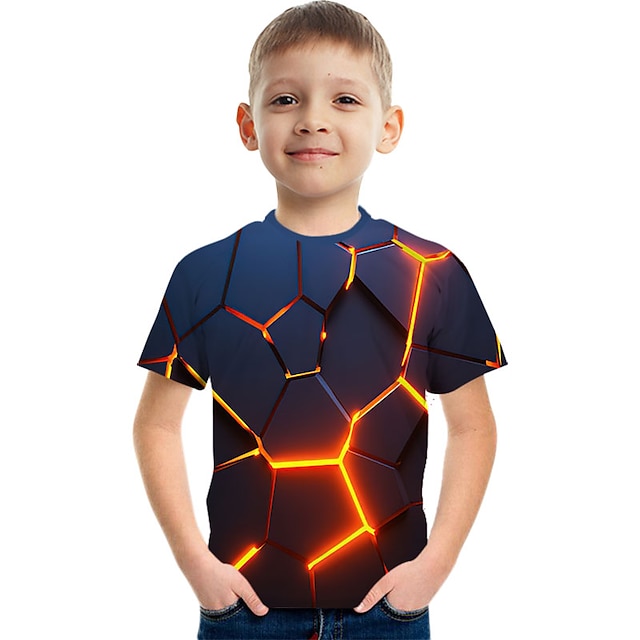  crack 3d børne kortærmet t-shirt mode 3d printede farverige skjorter til drenge og piger