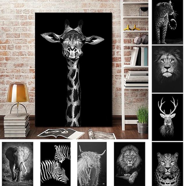  1pc Animal Wall Art Canvas Giraffe Elephant Posters And Prints Modern Wall Art Picture For Living Room No Frame