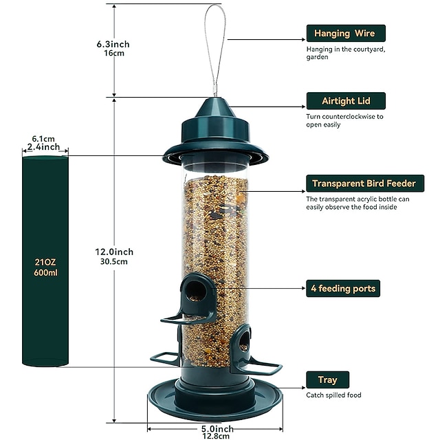 Bird Feeders for Outdoors Hanging Squirrel Proof Bird Feeders for