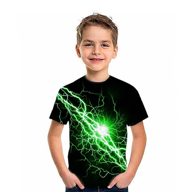  Børn Drenge T-shirt T-shirt Grafisk Kortærmet Crewneck Børne Top udendørs 3D-udskrivning Sport Mode Daglig Sommer Rød 3-12 år