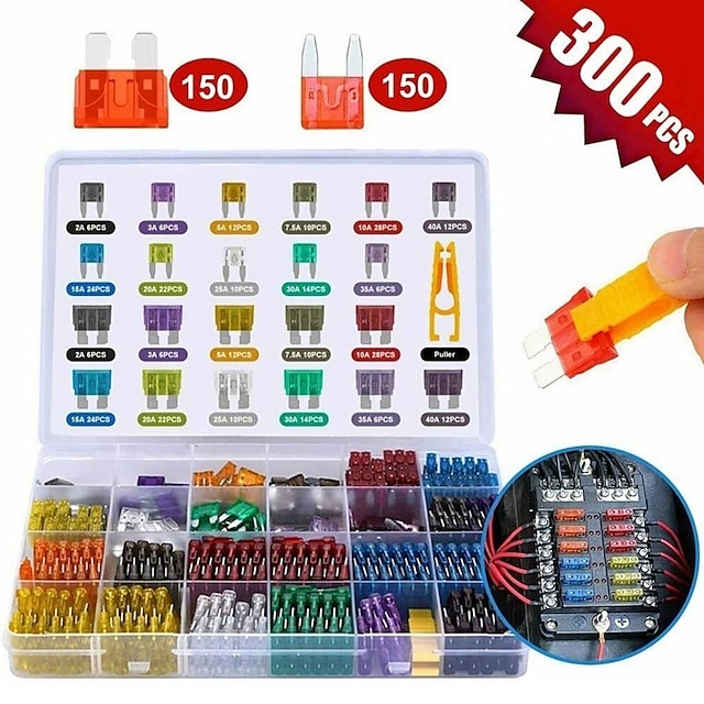  300/220 PCS Truck Blade Car Fuse Kit The Fuse Insurance Insert The Insurance Of Xenon Lamp Piece Lights Fuse Auto Accessories Convenient and practical