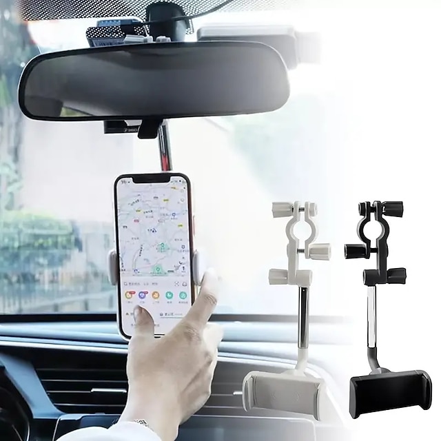  1pc 360° Rearview Mirror Phone Holder, Adjustable Multi-function Rotatable Mirror Phone Mount Anti-Slip Phone Holder for Car Compatible with All Mobile Phone Phone Accessory