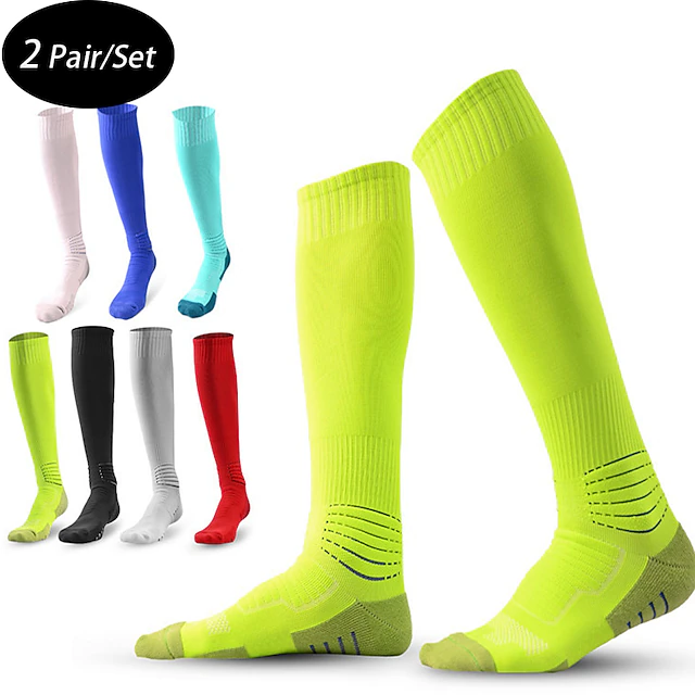 2 Pairs Men's Compression Socks Plain Knee High Socks Black White Hiking Socks Sports Outdoor Ski Hiking Daily Four Season Stylish Classic 13