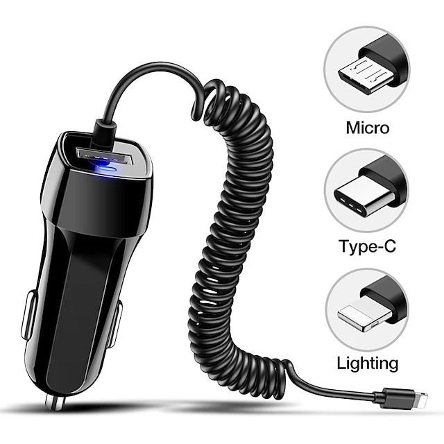  Car Charger Car USB Fast Charger 3.0 Suitable For Mi Phone Car Charger Miniature Type C Fast Cable Suitable For iPhone Charger