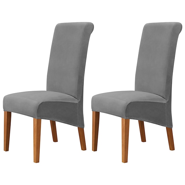  2 peças capa de cadeira de jantar de veludo capa elástica para assento de cadeira elastano com protetor de fundo elástico traseiro alto para jantar cerimônia de casamento lavável