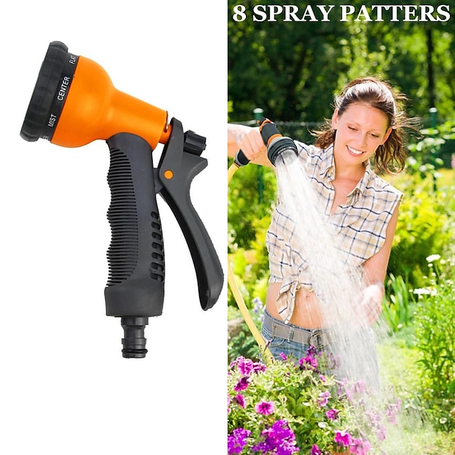 8 Pattern Garden Water Gun Hose Nozzle Mutifunctional Household Car Washing Yard Water Sprayer Pipe Tube Nozzle Sprinkle Tools