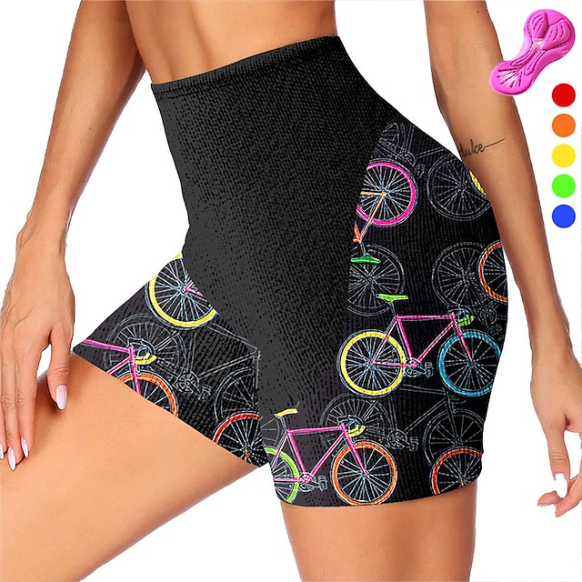  21Grams Women's Cycling Shorts Bike Padded Shorts / Chamois Bottoms Mountain Bike MTB Road Bike Cycling Sports Graphic 3D Pad Breathable Moisture Wicking Quick Dry Yellow Pink Spandex Clothing Apparel