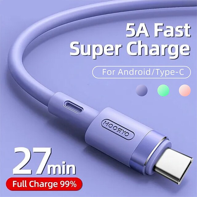  Liquid Soft Silicone Micro USB Cable 5A Type C Cable Fast Charge 3.0 Cable Fast Charge USB Sync Data for iPhone Samsung Cable Huawei Cable Mobile Phone Charger Charging Cable