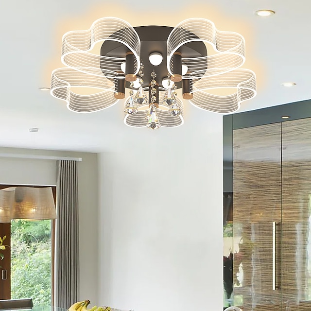 LED Ceilling Light Flush Mount Ceiling Light 70cm Crystal Chandeliers for Living Room ONLY DIMMABLE WITH REMOTE CONTROL