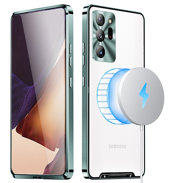  telefon Ügy Kompatibilitás Samsung Galaxy S24 S23 Ultra Plus S22 S21 Plus Ultra Note 20 Ultra S20 FE Mágneses adszorpciós tok Magsafe-el Galvanizálás Kétoldalú Vezeték nélküli töltés támogatása