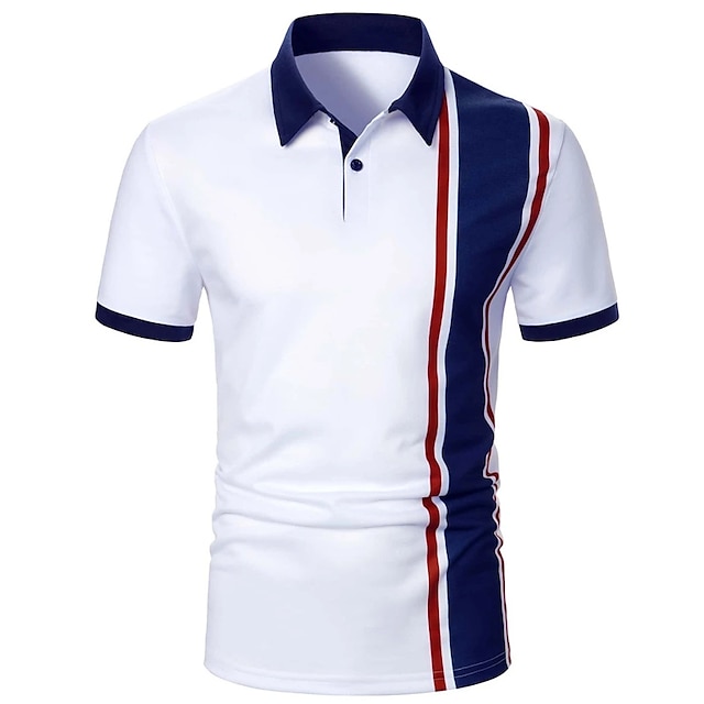  Bărbați Tricou POLO Cămașă de golf Casual Concediu Clasic Manșon scurt Modă De Bază Bloc Culoare Buton Vară Fit regulat Alb Rosu Negru-Alb Tricou POLO