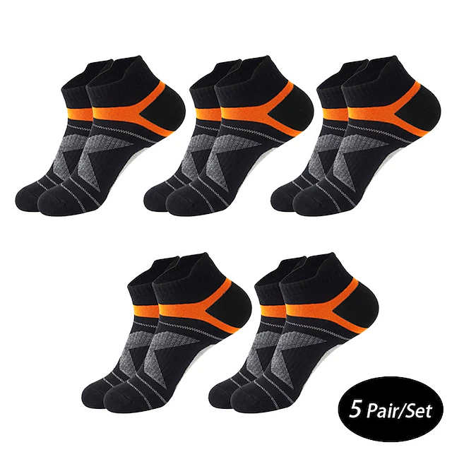 Men's 5 Pairs Socks Ankle Socks Running Socks Black Blue Color Color Block Daily Wear Vacation Weekend Medium Summer Spring Warm Ups 8