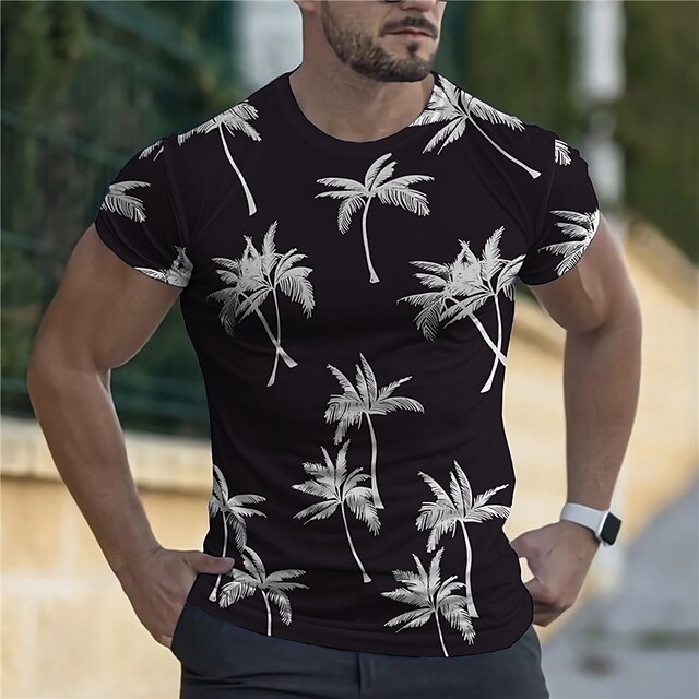 Men's T shirt Tee Tee Graphic Palm Tree Crew Neck Clothing Apparel 3D ...