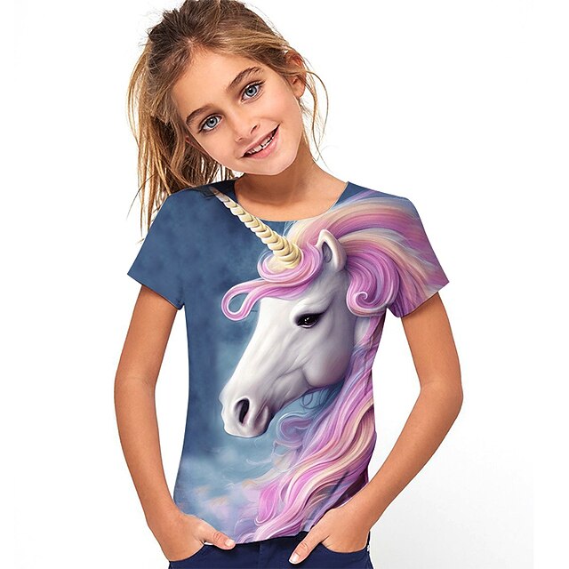 Cute Fashion Animal Short Sleeve Kids 3D Printed T-Shirt Men's And Girls Crewneck Short Sleeve2