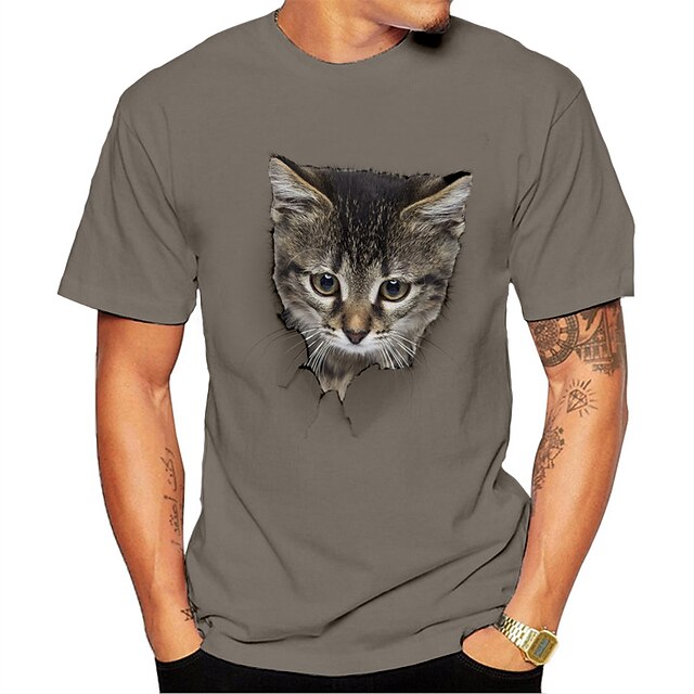 Men's Cat Graphic Short Sleeve Oversized T-Shirt