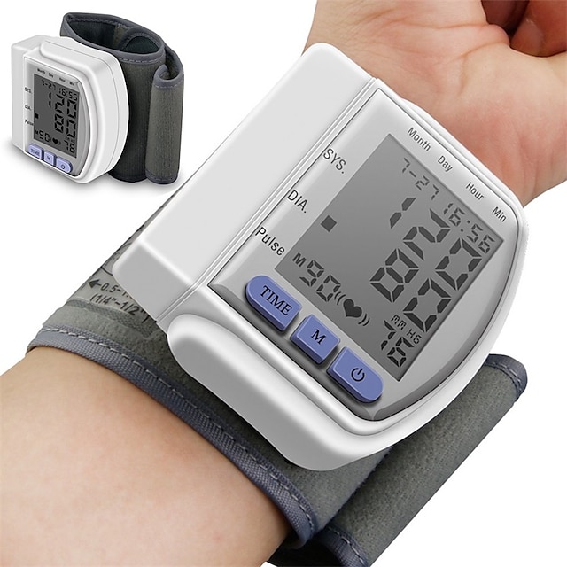  monitor automatico della pressione arteriosa da polso digitale misuratore di pressione sanguigna polsino rilevatore bp con ampio display vocale con custodia per il trasporto