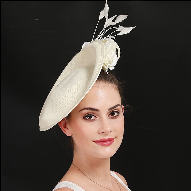  Γοητευτικά Σινάμα Γάμου Κεντάκι Ντέρμπι κοκτέιλ Royal Astcot Μοντέρνα Νυφικό Με Φτερό Φλοράλ Ακουστικό Καπέλα
