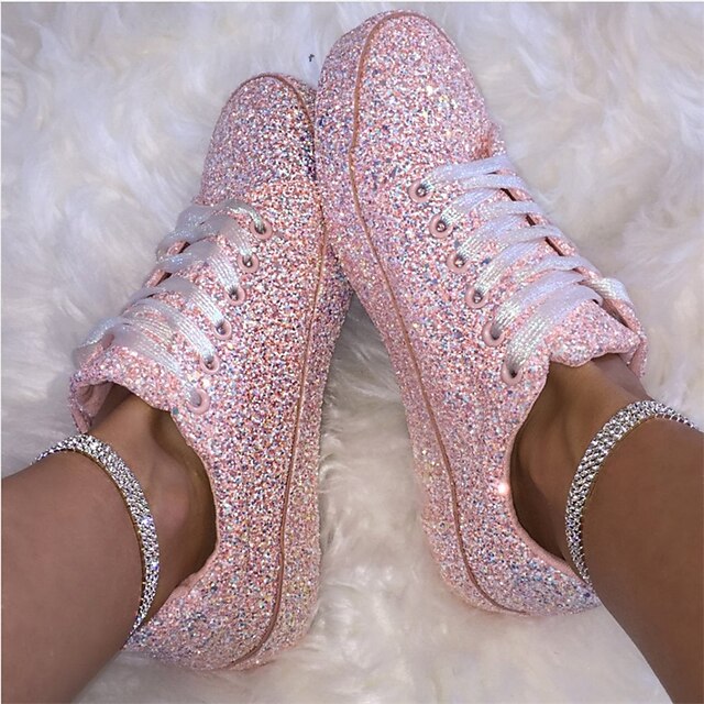 Women's Sparkly Glitter Sneakers – Comfortable Fashion Trainers for ...