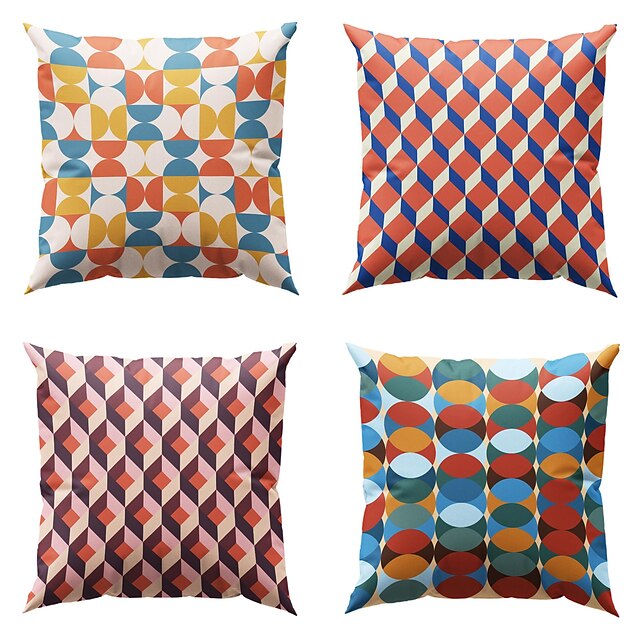  Geometric Double Side Pillow Cover 4PC Soft Decorative Square Cushion Case Pillowcase for Bedroom Livingroom Sofa Couch Chair Machine Washable