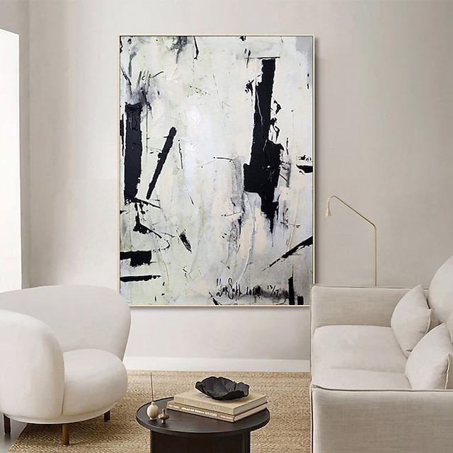  oljemålning handgjord målning i stor storlek handmålad väggkonst svart-vit abstrakt duk målning heminredning dekor ingen ram målning endast