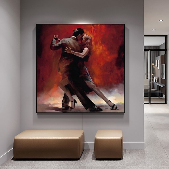  pár táncoló tangó olaj zihálás 100%-ban kézzel festett festmény táncoló táncos figura fali művészet festmény otthoni fali dekorációhoz