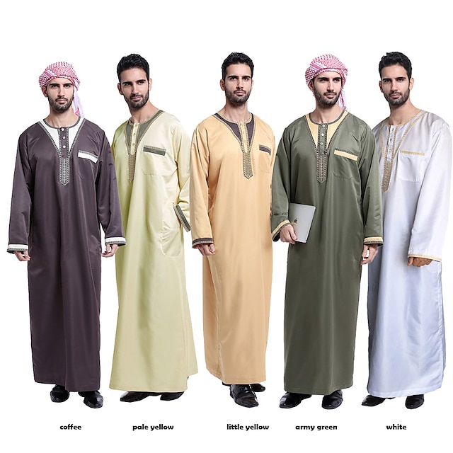  Arabian Muslim Adults Men's Religious Saudi Arabic Robe Thobe / Jubba For Polyester Ramadan Leotard / Onesie