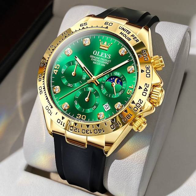  Olevs montre à quartz pour hommes montre-bracelet de sport chronographe lumineux calendrier multifonction synchronisation étanche bracelet en silicone montre