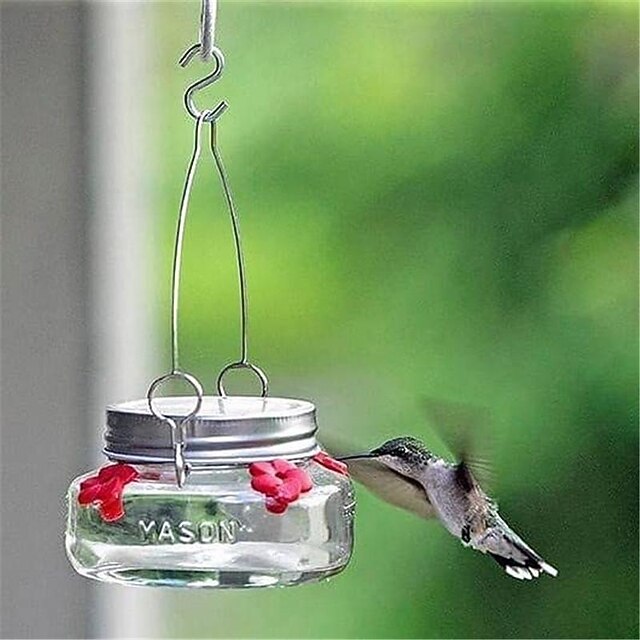 Hummingbird Feeder Four Flowers Mason Jar Bird Feeder Hummingbird Bird