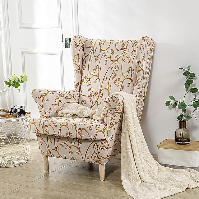  Funda elástica para silla con respaldo, fundas para silla con funda para cojín de asiento, fundas para sillón con respaldo jacquard de spandex para silla strandmon de ikea