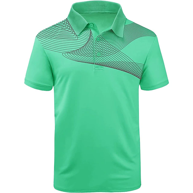 Men's Polo Shirt Golf Shirt Graphic Prints Geometry Linear Turndown ...