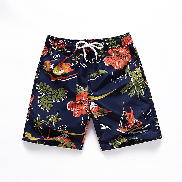  Barn Pojkar Beach Shorts Tecknat Ärmlös Simning Tropisk Orange dinosaurie Sommar Kläder 7-13 år