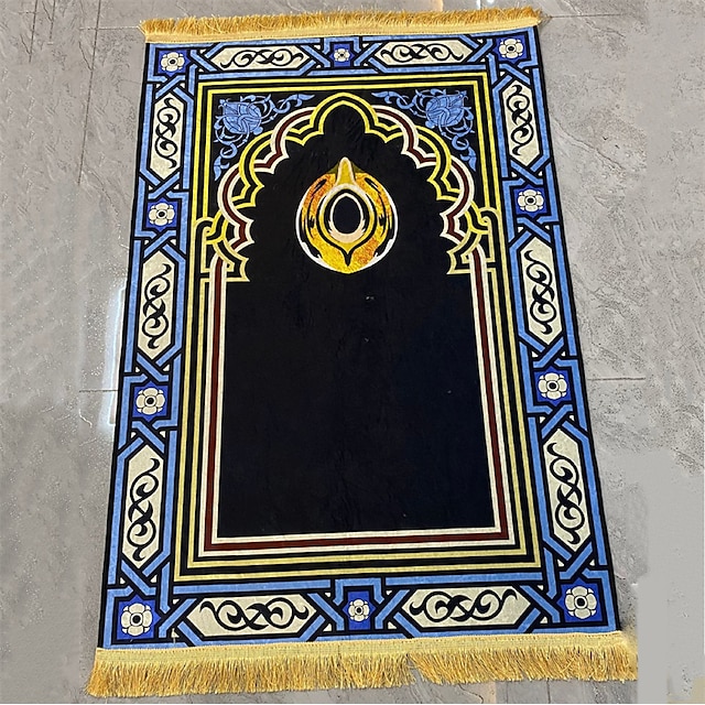 tapete de oração muçulmano do festival do ramadã tapete de oração dobrável de veludo diamante à prova de poeira tapete lavável sem cuidados muçulmano